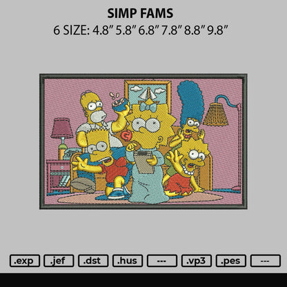 Simp Fams Embroidery File 6 sizes