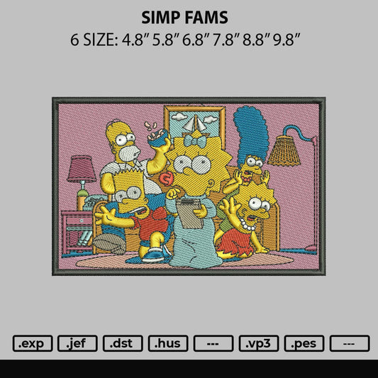 Simp Fams Embroidery File 6 sizes