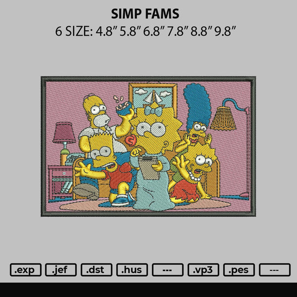 Simp Fams Embroidery File 6 sizes