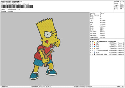 Simpson Sling Embroidery File 6 sizes