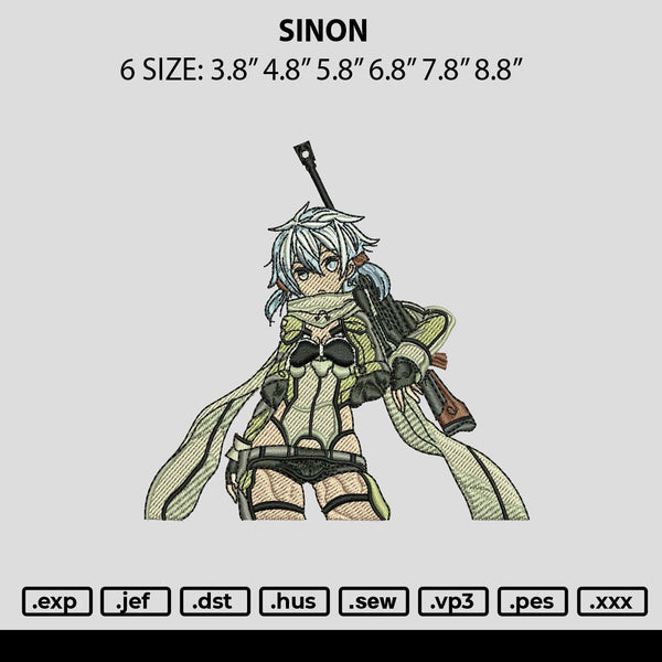 Sinon Embroidery File 6 sizes