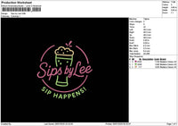 Sipstext Embroidery File 6 sizes