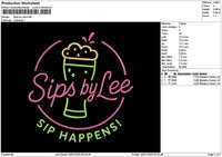 Sipstext Embroidery File 6 sizes