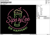 Sipstext Embroidery File 6 sizes