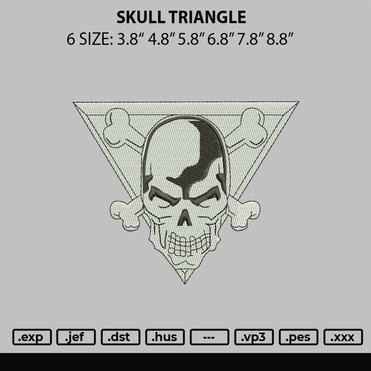Skull Triangle Embroidery File 6 sizes