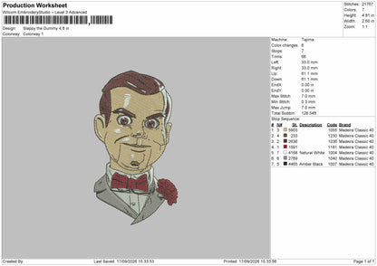Slappy Embroidery Machine Design File 6 sizes