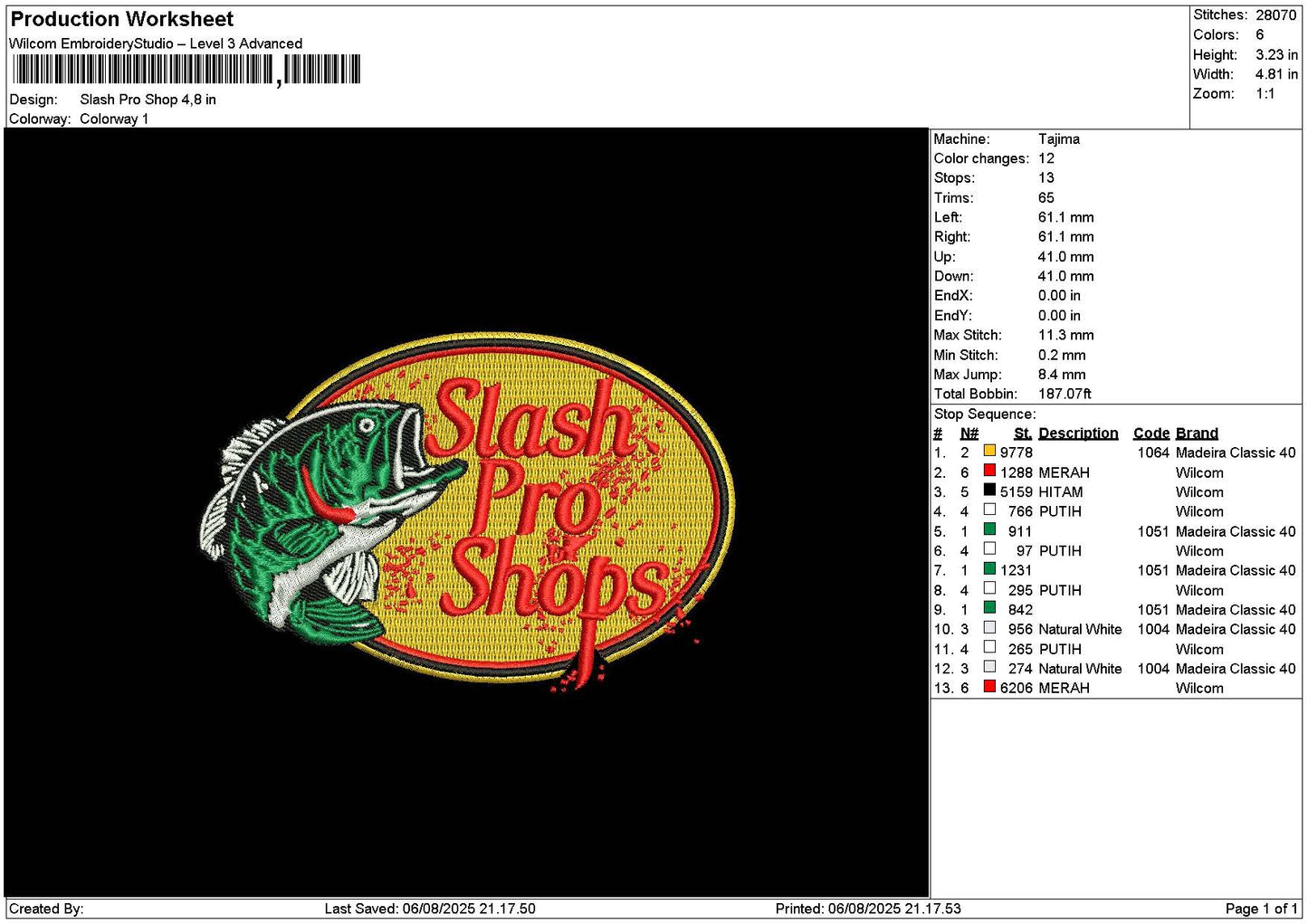 Slashtext Embroidery File 6 sizes
