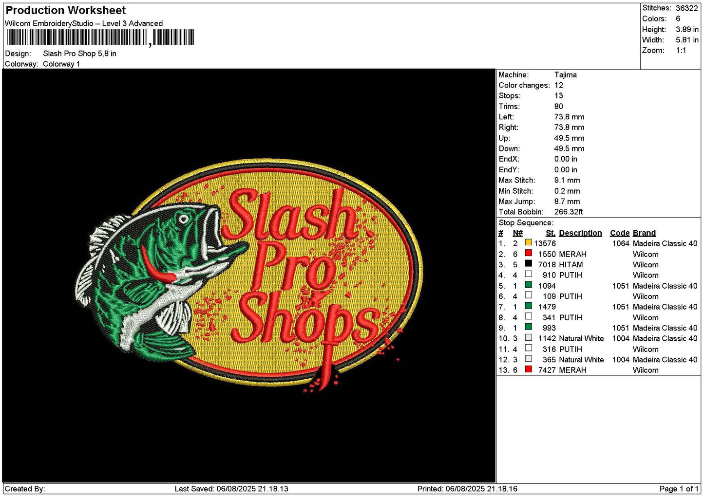 Slashtext Embroidery File 6 sizes