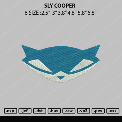 Sly Cooper Embroidery File 6 sizes