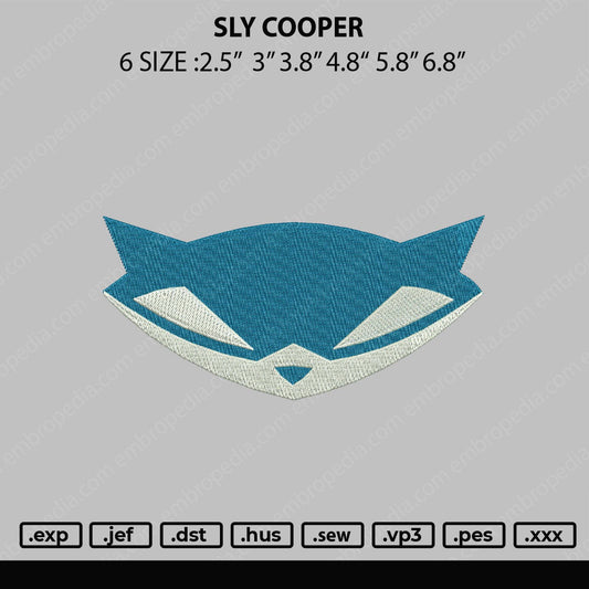 Sly Cooper Embroidery File 6 sizes