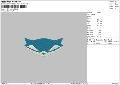 Sly Cooper Embroidery File 6 sizes