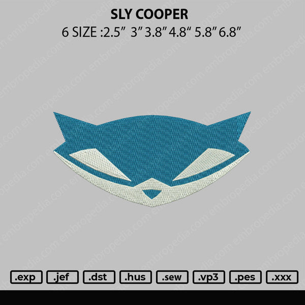 Sly Cooper Embroidery File 6 sizes