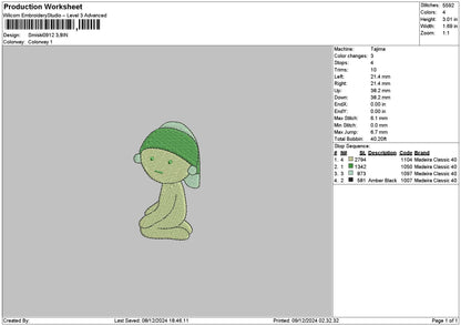 Flathuman 0912 Embroidery File 6 sizes