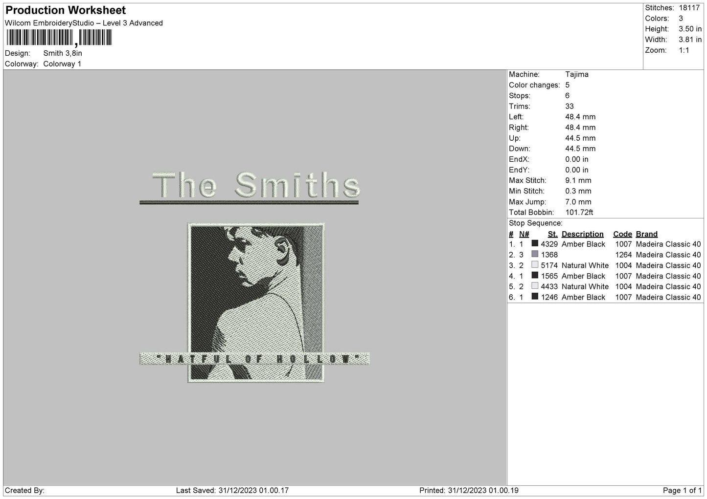 Smith Square Embroidery File 6 sizes