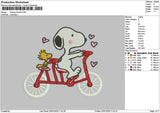 Snoopybicycle 01 Embroidery File 6 sizes