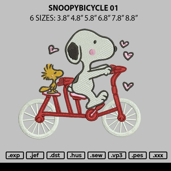 Snoopybicycle 01 Embroidery File 6 sizes
