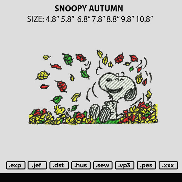 Snoopy Autumn Embroidery File 6 sizes