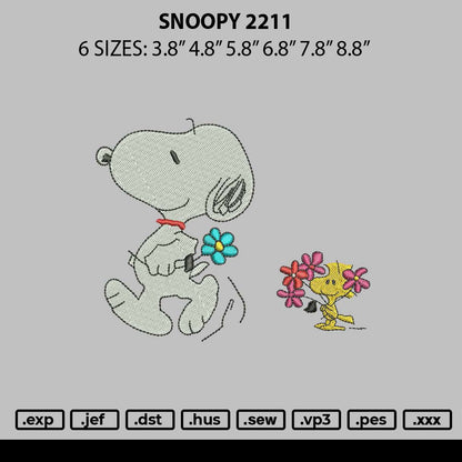 Snoopy2211a Embroidery File 6 sizes