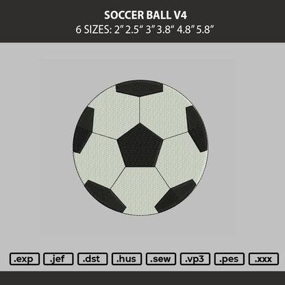 Soccer Ball V4 Embroidery Machine Design File 6 sizes
