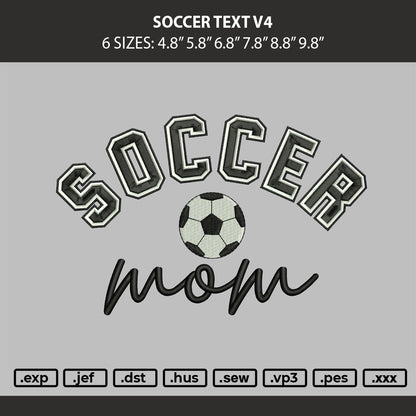 Soccer Text v4 Embroidery Machine Design File 6 sizes