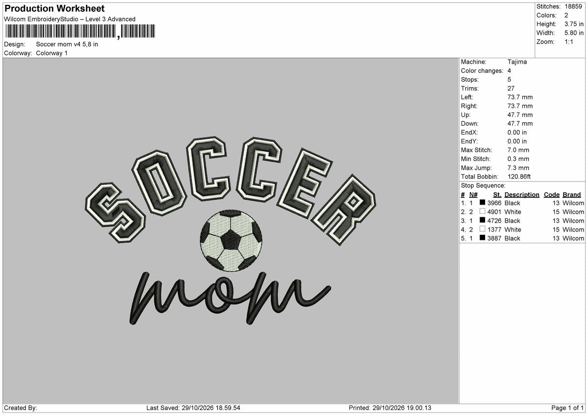 Soccer Text v4 Embroidery Machine Design File 6 sizes