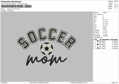 Soccer Text v4 Embroidery Machine Design File 6 sizes