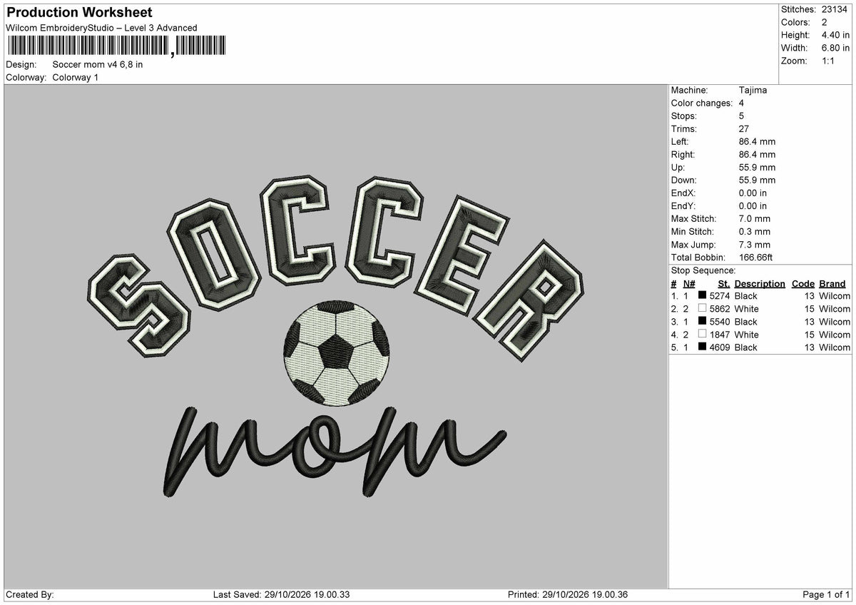 Soccer Text v4 Embroidery Machine Design File 6 sizes