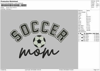 Soccer Text v4 Embroidery Machine Design File 6 sizes