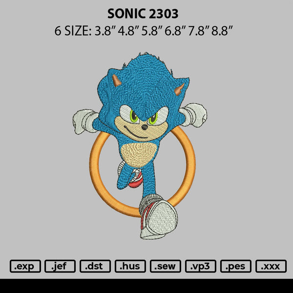 Sonic 2303 Embroidery File 6 sizes