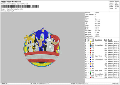 Sonic The Hedgedog Embroidery File 4 sizes