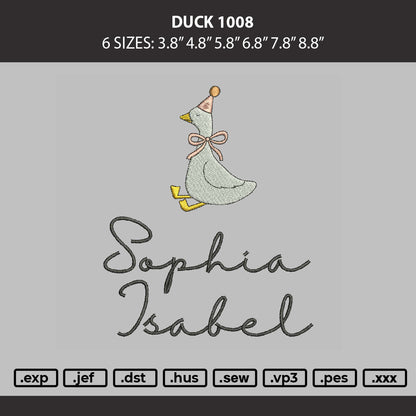 Duck 1008 Embroidery Machine Design File 6 sizes