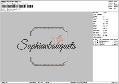 Sophiatext Embroidery File 6 sizes
