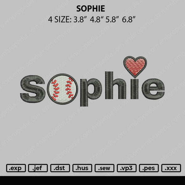 Sophie Embroidery File 4 size