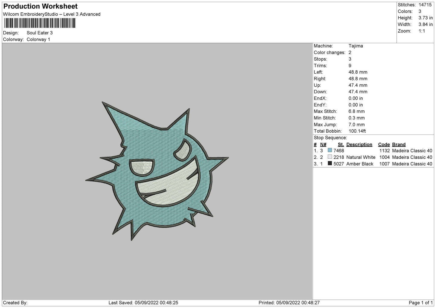 Soul Eater Embroidery File 5 sizes