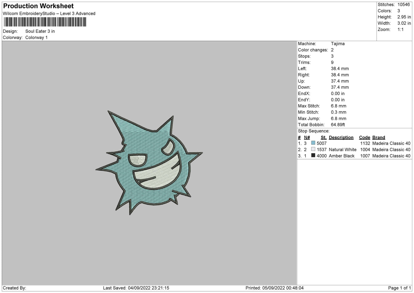 Soul Eater Embroidery File 5 sizes