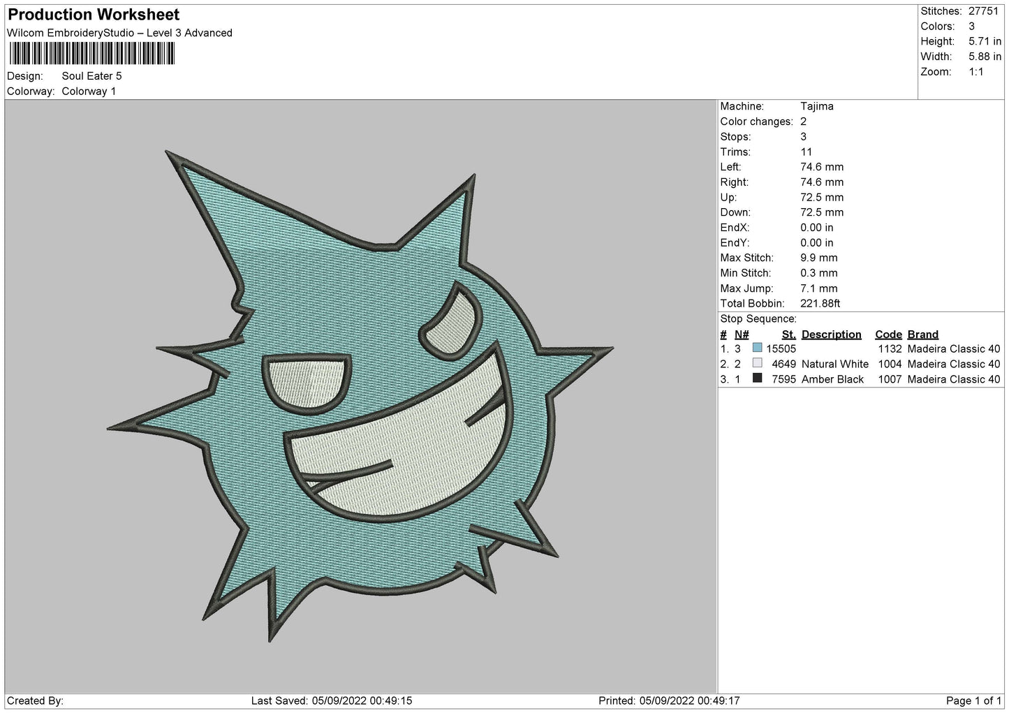 Soul Eater Embroidery File 5 sizes