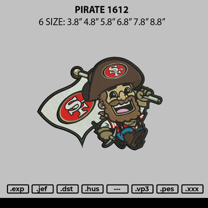Pirate 1612 Embroidery File 6 sizes