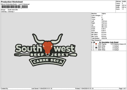 Southtext 1104 Embroidery File 6 sizes