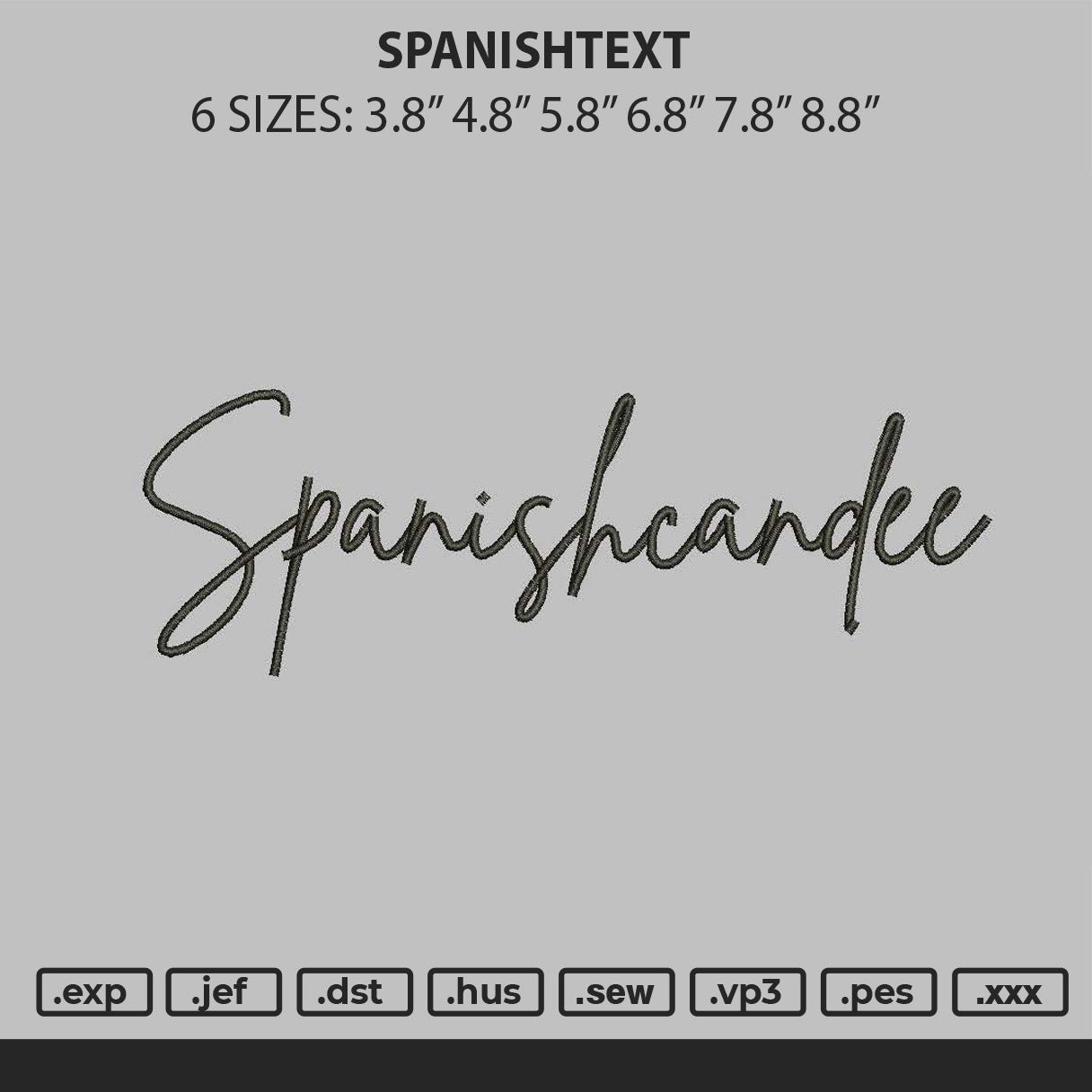 Spanishtext Embroidery File 6 sizes