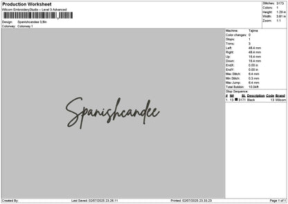Spanishtext Embroidery File 6 sizes