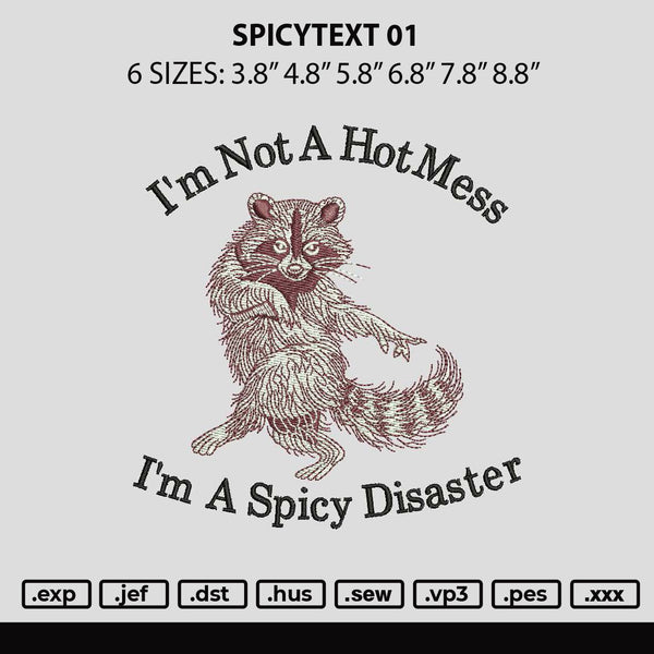Spicytext 01 Embroidery File 6 sizes