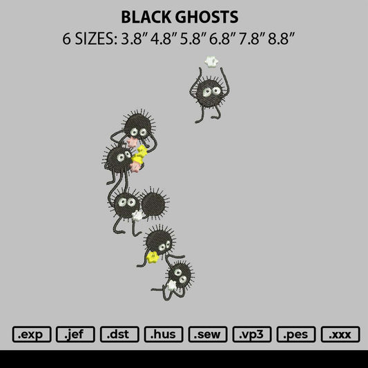 Black Ghosts Embroidery File 6 sizes