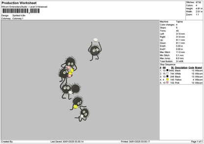 Black Ghosts Embroidery File 6 sizes