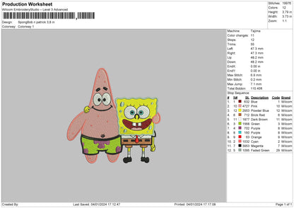 Spongepatrick Embroidery File 6 sizes