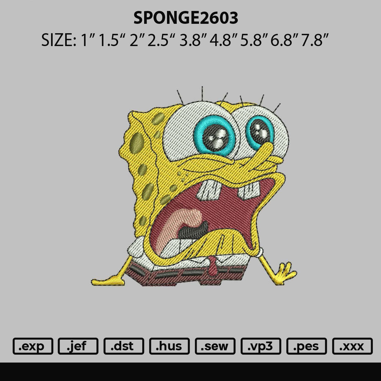 Sponge2603 Embroidery  File 6 sizes