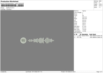 Spotify V8 Embroidery File 6 sizes
