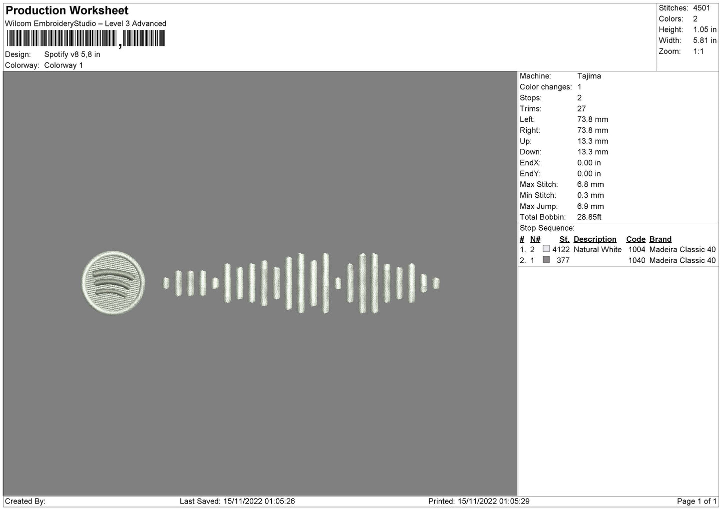 Spotify V8 Embroidery File 6 sizes