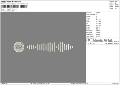 Spotify V8 Embroidery File 6 sizes