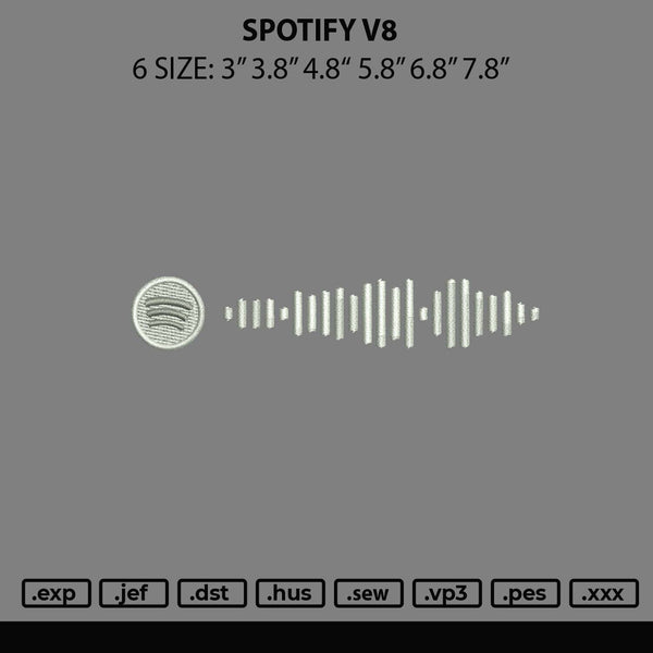 Spotify V8 Embroidery File 6 sizes