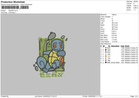 Squirtle Embroidery File 4 size